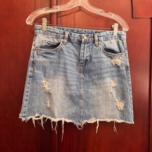 Blank NYC Frayed Hem Blue Mini Skirt Size 26 100% Cotton